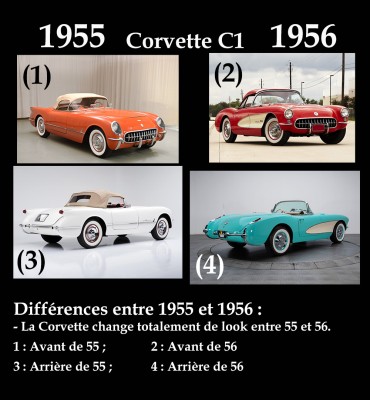 Différences Corvette C1 1955-56