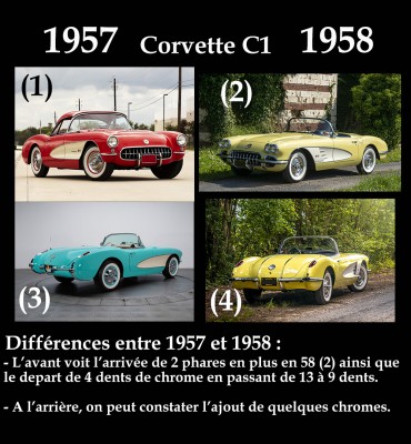 Différences Corvette C1 1957-58